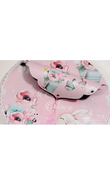 Trusou cu fluturi si flori ideal pentru un botez primavara Pink Spring 18